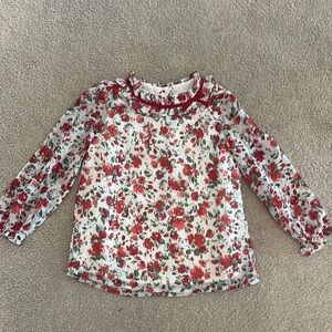 Floral Kids Top - Red and White